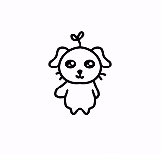 a black and white drawing of a dog with a plant growing out of it 's head .