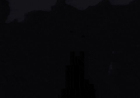 a man in a black coat is walking in the dark in the woods .