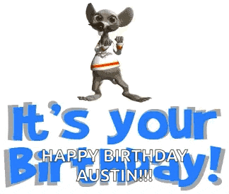 a cartoon dog is standing in front of the words `` it 's your birthday '' .