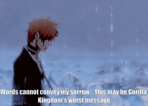 a picture of a man in the rain with the caption words cannot convey my sorrow ...