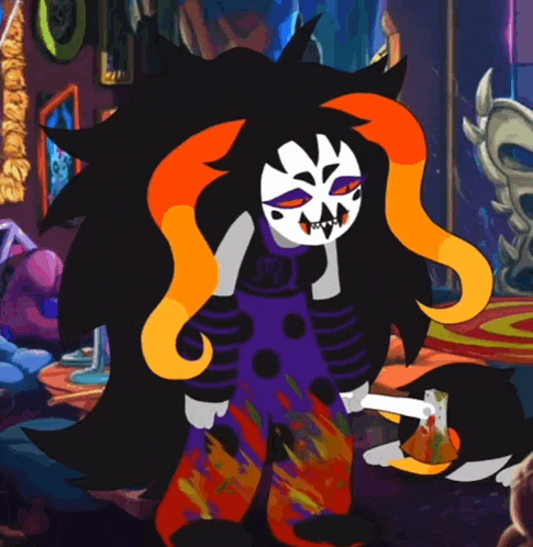 a cartoon drawing of a monster with a skull face