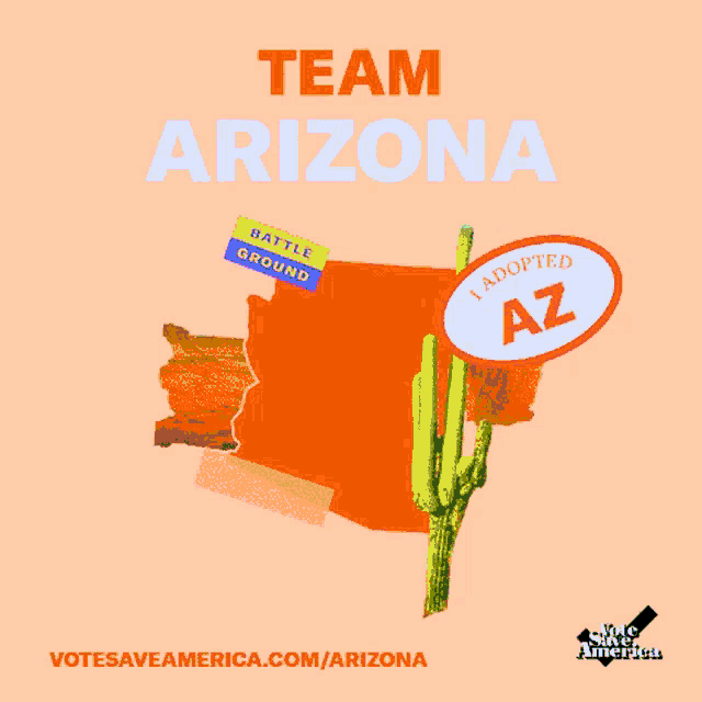 a poster with a map of arizona and a sticker that says i adopted az