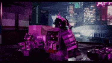 a video game scene with a sign that says arc