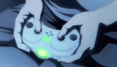 a person is holding a video game controller with a green button on it