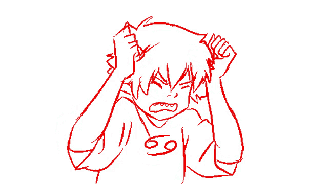 a red and white drawing of a person with a cancer symbol on their shirt