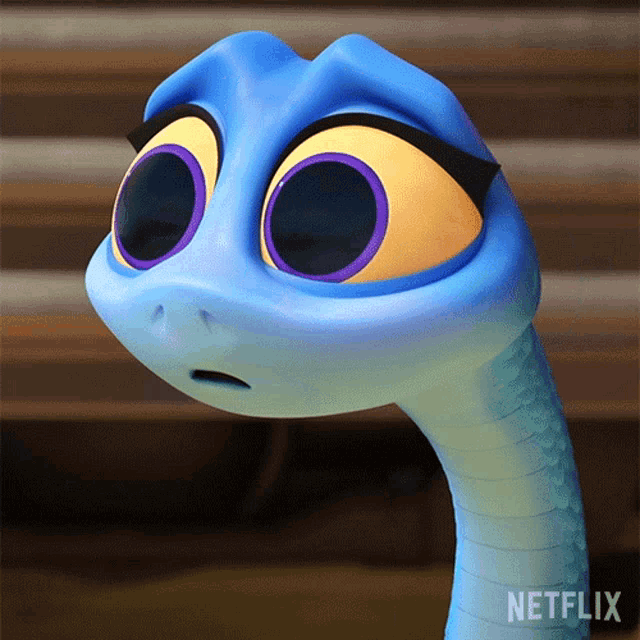 a close up of a cartoon snake with a netflix logo in the corner