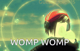 a picture of a person wearing headphones and the words womp womp on the bottom
