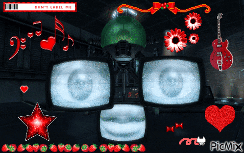 a picture of a robot with a sticker that says " don 't label me "