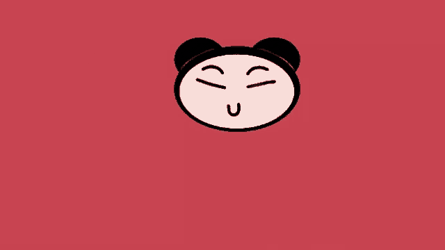 a cartoon drawing of a panda with closed eyes