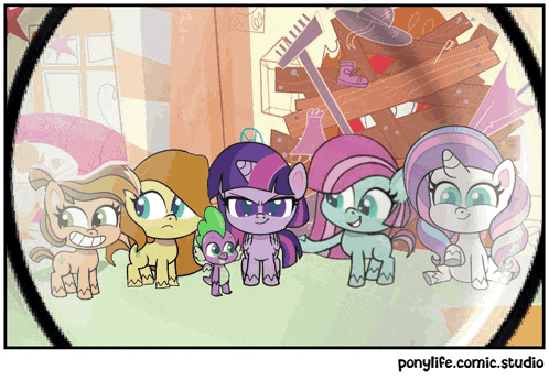 a group of ponies standing next to each other with ponylife.com in the upper right corner