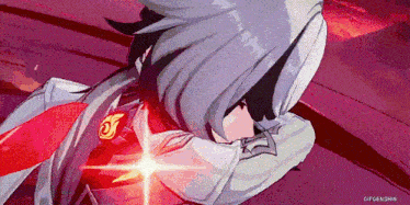 a cartoon character with a hood and a red scarf is flying in the air .