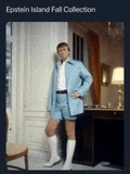 a man in a light blue suit and white socks