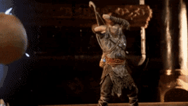 a video game character is standing in a dark room with lightning coming from the ceiling