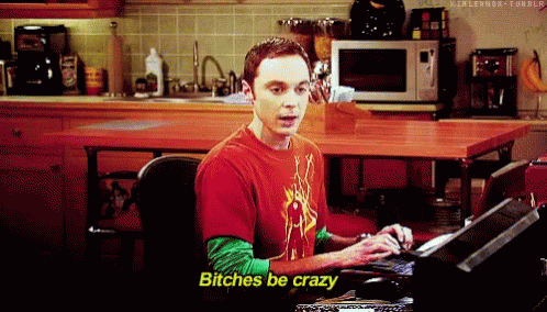 Bitches Be Crazy Big Bang Theory GIF - Bitches Be Crazy Big Bang Theory Sheldon Cooper GIFs