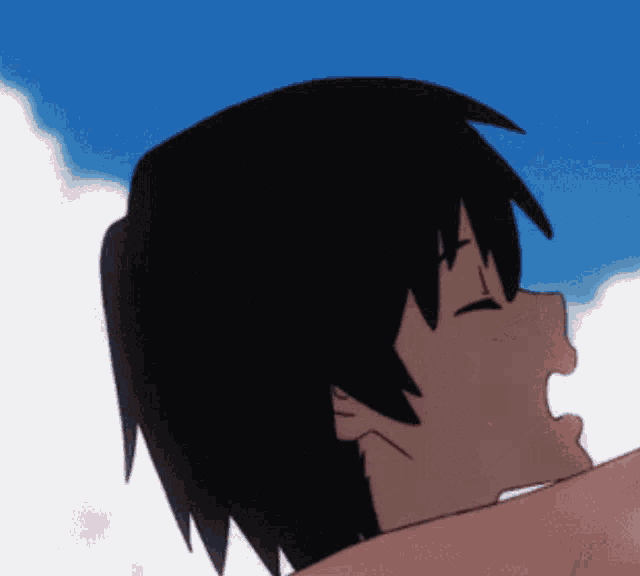 a close up of a person with their mouth open