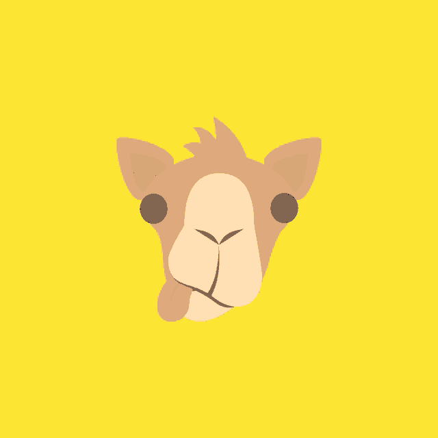 an illustration of a camel sticking its tongue out