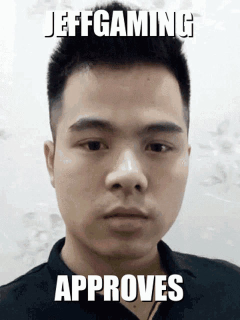 a man 's face is shown with the words jeffgaming approves below it