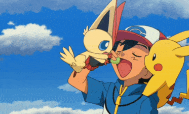 a cartoon of a boy holding a small bird with the letter c on the hat
