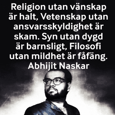 a black and white photo of a man with glasses and the words religion utan vanskap