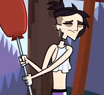 a cartoon character is holding a red balloon and wearing a choker and earrings .