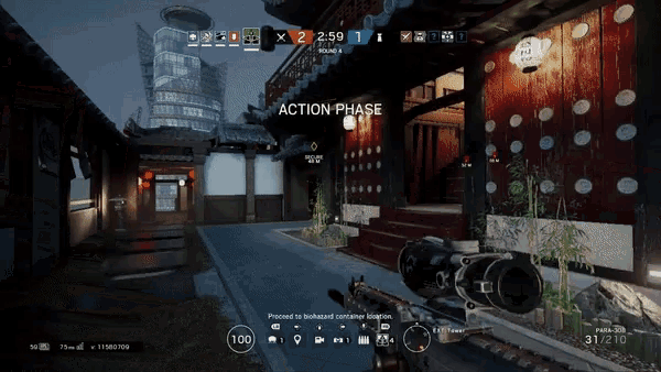 a screenshot of a video game with the action phase at the top