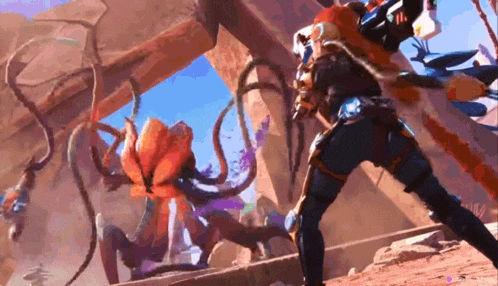 a man is fighting a monster in a video game .
