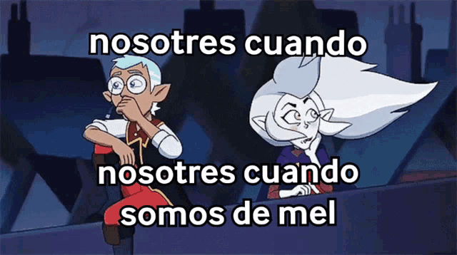 a cartoon of a boy and a girl with the words nosotros cuando nosotros cuando somos de mel on the bottom