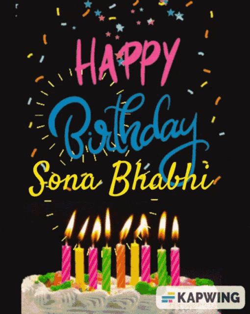a birthday cake with candles and the words happy birthday written on it