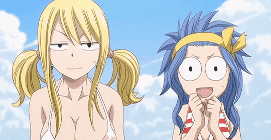 a cartoon of a girl with pigtails standing next to another girl with a surprised look on her face