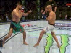 two men are fighting in a boxing ring in front of a monster energy drink logo .