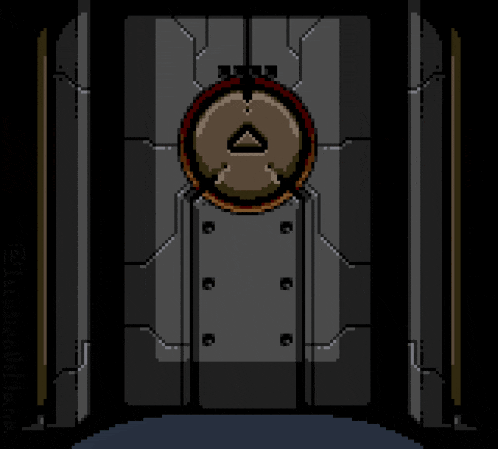 a pixel art drawing of a machine with the letters k and o on it