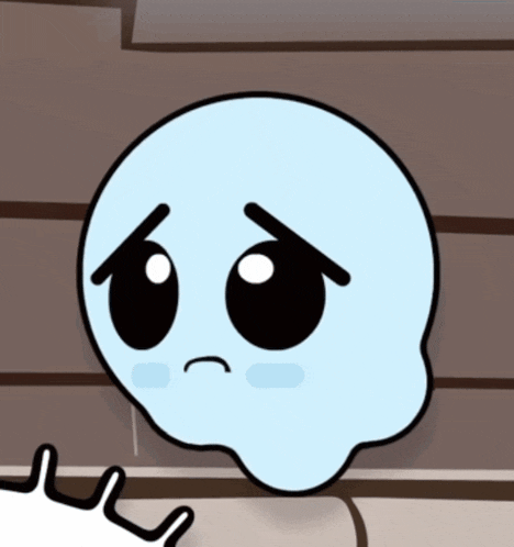 a cartoon of a ghost with a sad look on its face