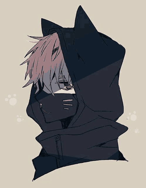 a drawing of a person wearing a cat hood