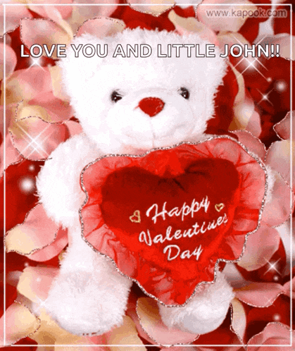 a teddy bear holding a heart that says happy valentines day