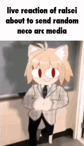 a cartoon of a cat in a suit and tie is standing in front of a classroom .