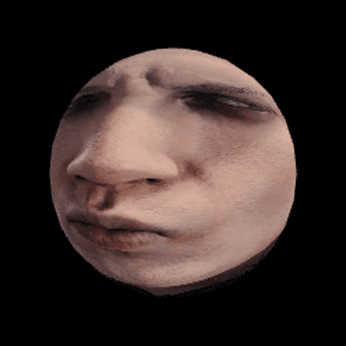 a close up of a face that looks like a sphere with a black background