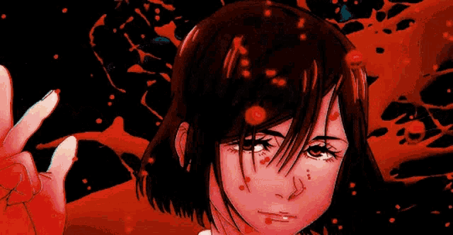 a close up of a person 's face with blood coming out of it