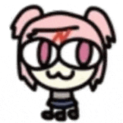 a cartoon of a girl with glasses and a mustache .