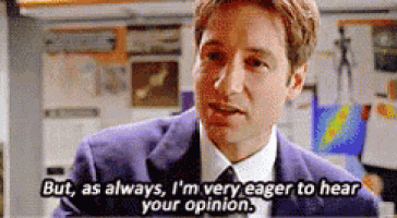 a man in a suit and tie is saying " but as always i 'm very eager to hear your opinion "