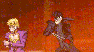 a pixel art of a cartoon character fighting another cartoon character .