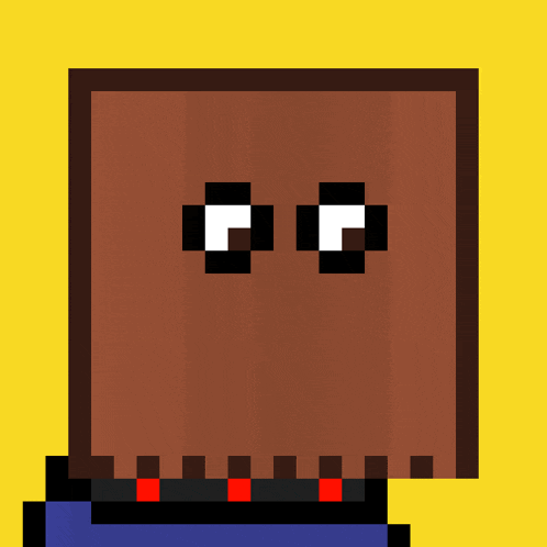 a pixel art drawing of a person with a paper bag on their head