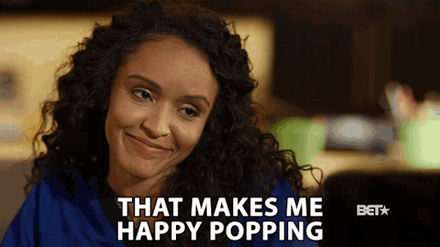 a woman says that makes me happy popping in a bet ad