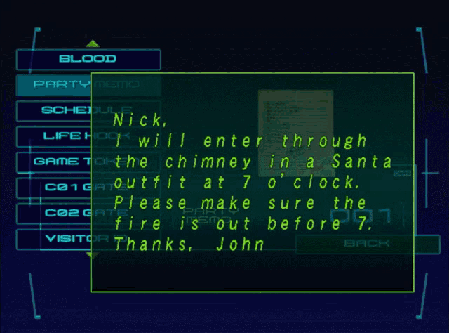 a video game screen shows a message from nick
