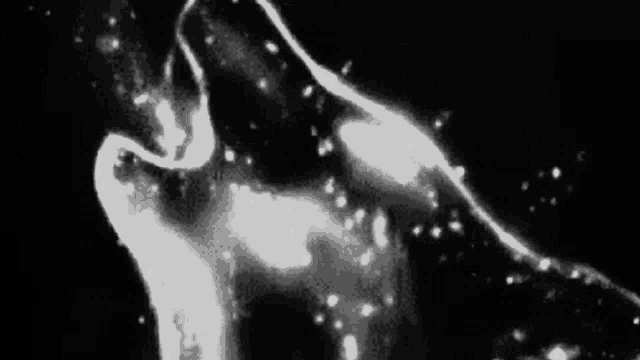 a black and white photo of a person 's face with a lot of white spots on it .