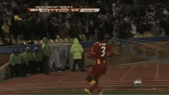 a soccer player with the number 3 on his back