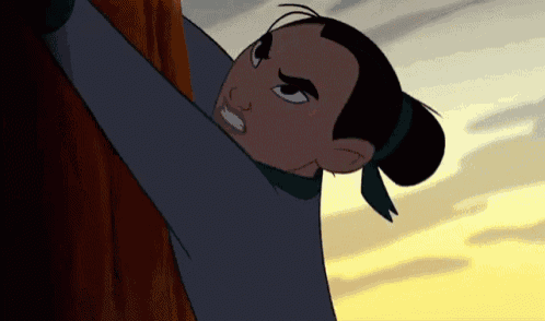 a cartoon character is climbing a tree and making a funny face .