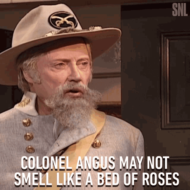 Colonel Angus May Not Smell Like A Bed Of Roses Christopher Walken GIF - Colonel Angus May Not Smell Like A Bed Of Roses Christopher Walken Saturday Night Live GIFs