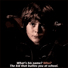 robert downey jr. says what 's his name who ? the kid that bullies you at school .