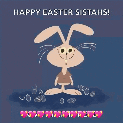 a happy easter sistahs greeting card with a cartoon hand