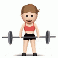 a cartoon woman is lifting a barbell in a gym .